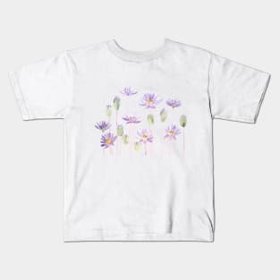 purple waterlily horizontal watercolor Kids T-Shirt